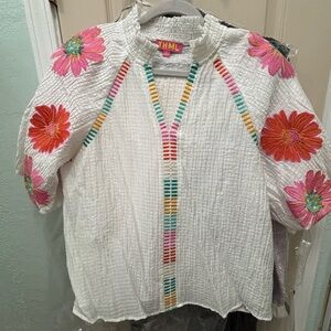 THML Colorful Floral Embroidered Top